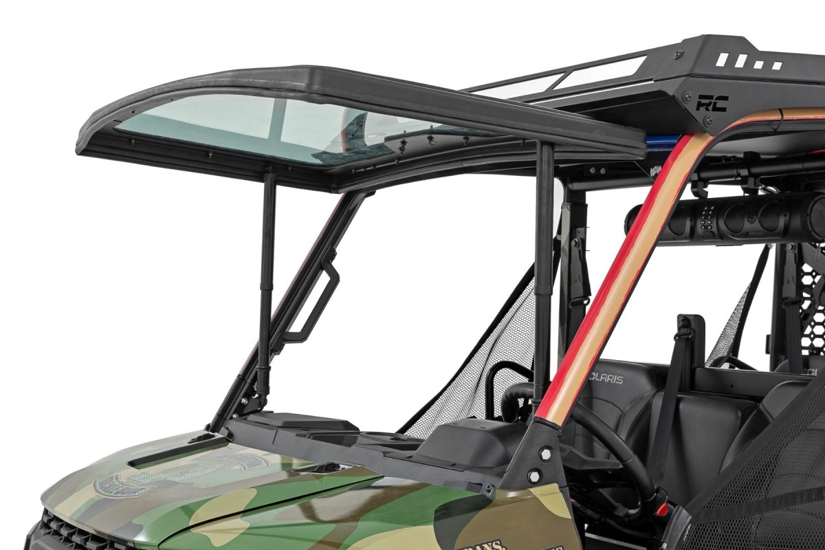 Polaris Ranger XP 900 Tilt Windshield - Rough Country - Auto-Tilt Glass with Formed Frame